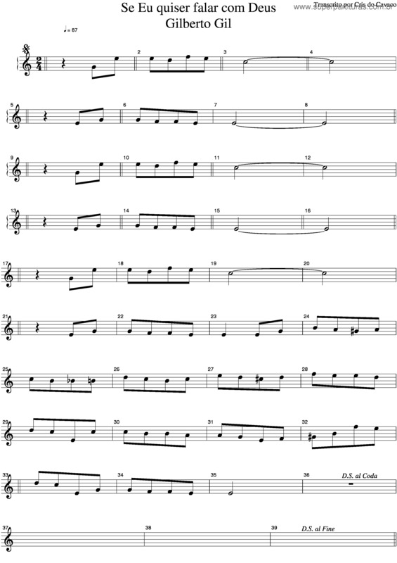 Partitura da música Se Eu Quiser Falar Com Deus v.5