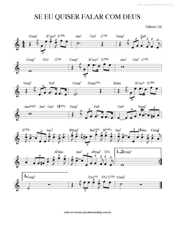 Partitura da música Se eu quiser falar com Deus