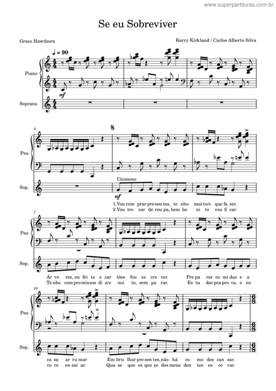 Partitura da música Se Eu Sobreviver