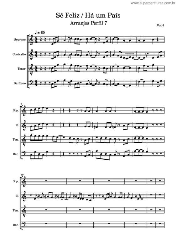 Partitura da música Sê Feliz/Há Um País – Perfil7