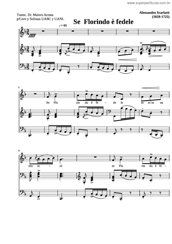 Partitura da música Se Florindo E Fedele Mez Bar Voz 20  1