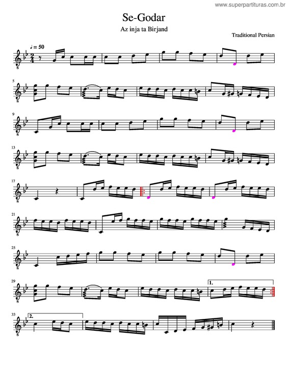 Partitura da música Se–Godar–Santur