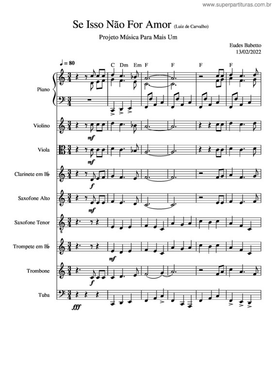 Partitura da música Se Isso Não For Amor v.3