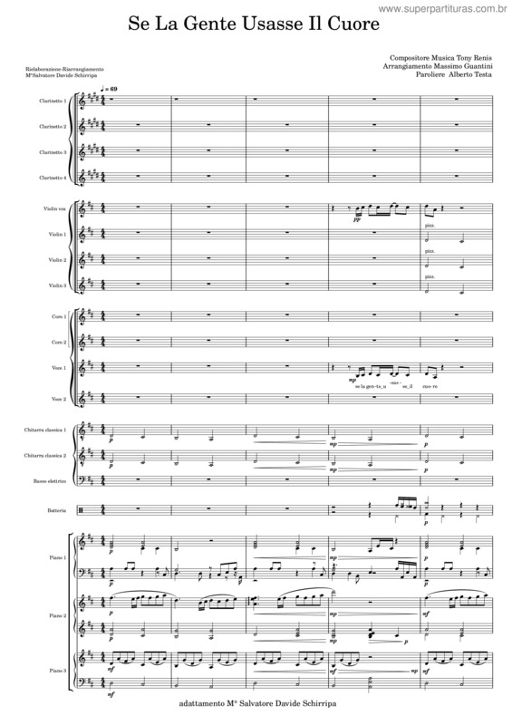 Partitura da música Se La Gente Usasse Il Cuore – Re Magg. Rev.Nov.23 Davide Schirripa