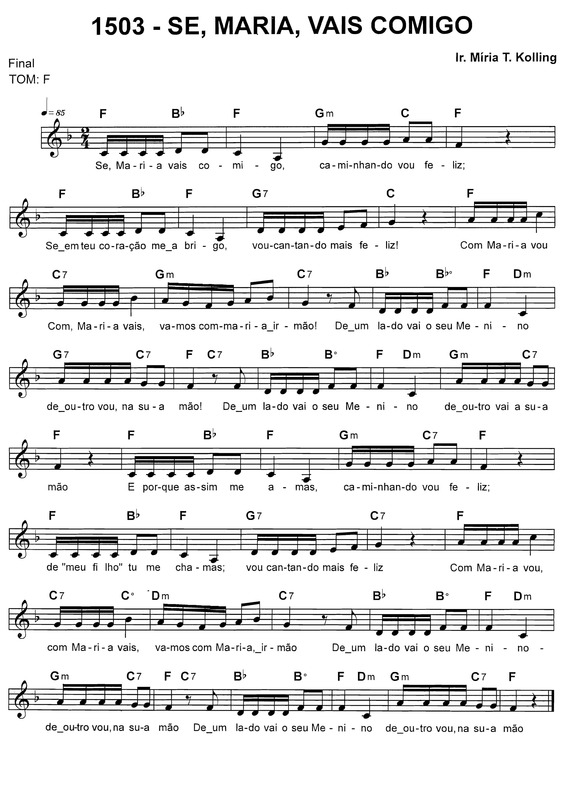 Partitura da música Se Maria Vais Comigo