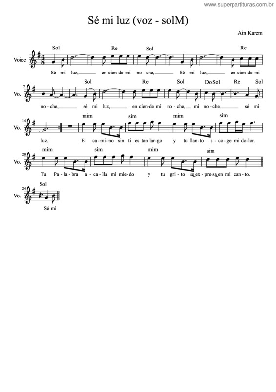 Partitura da música Sé Mi Luz