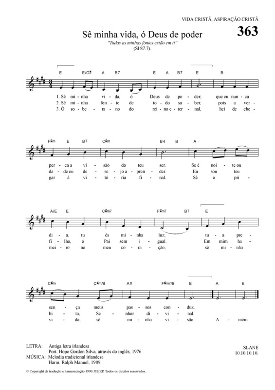 Partitura da música Se Minha Vida ó Deus De Poder