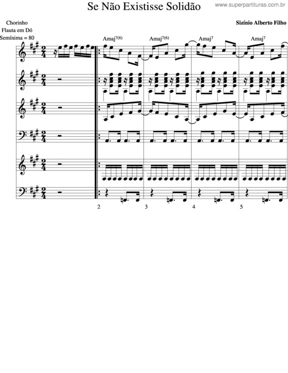 Partitura da música Se Não Existisse Solidão