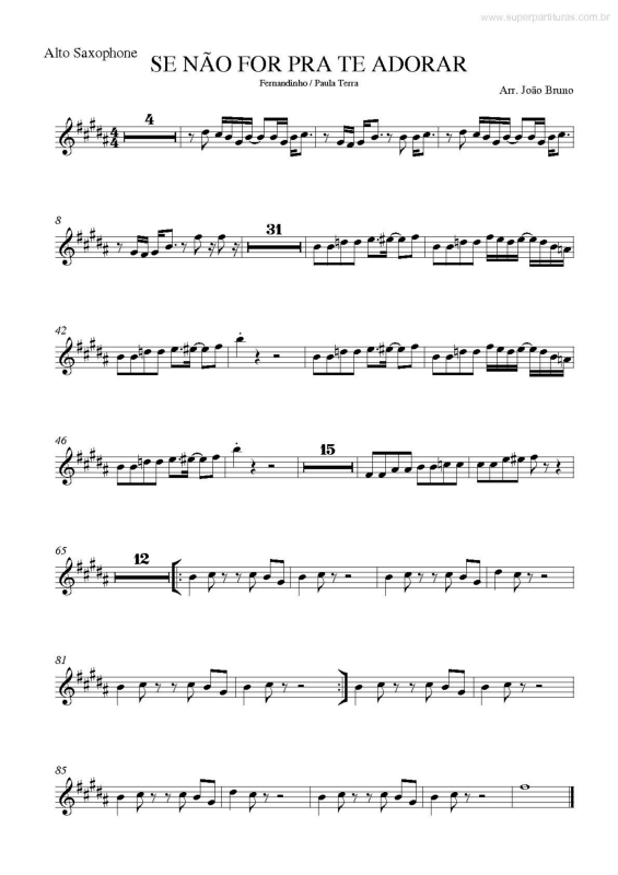 Partitura da música Se Não for pra Te Adorar