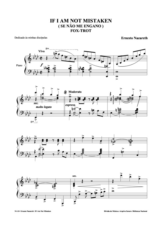 Partitura da música Se Não Me Engano