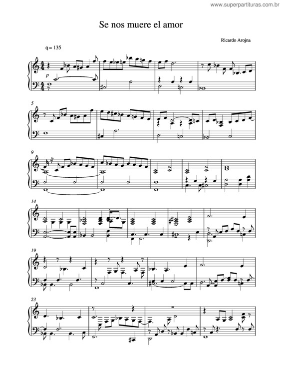 Partitura da música Se Nos Muere El Amor