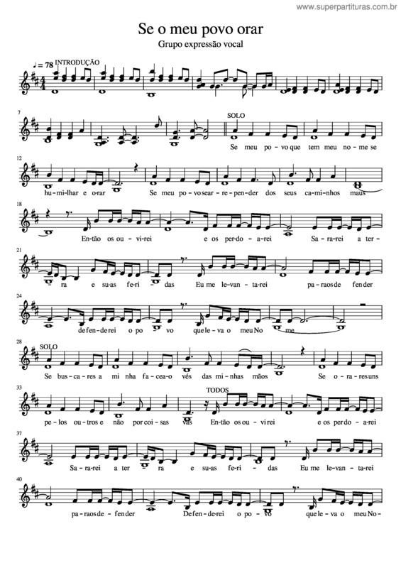 Partitura da música Se O Meu Povo Orar