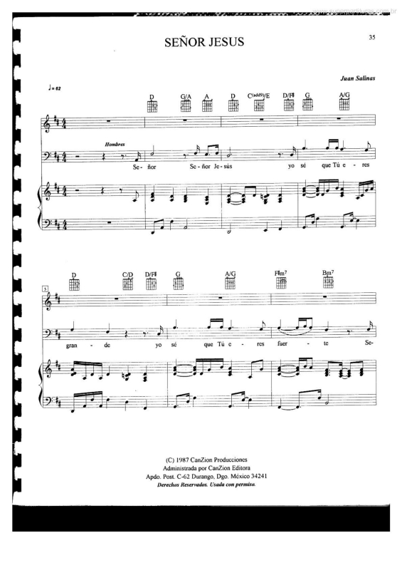 Partitura da música Señor Jesus