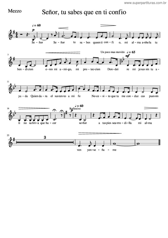 Partitura da música Señor Tu Sabes Que En Ti Confio Mezzo