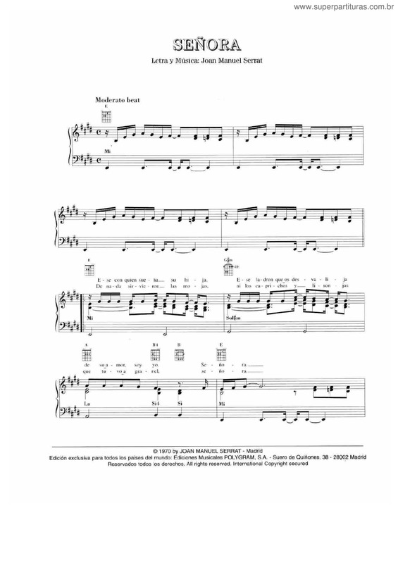 Partitura da música Señora