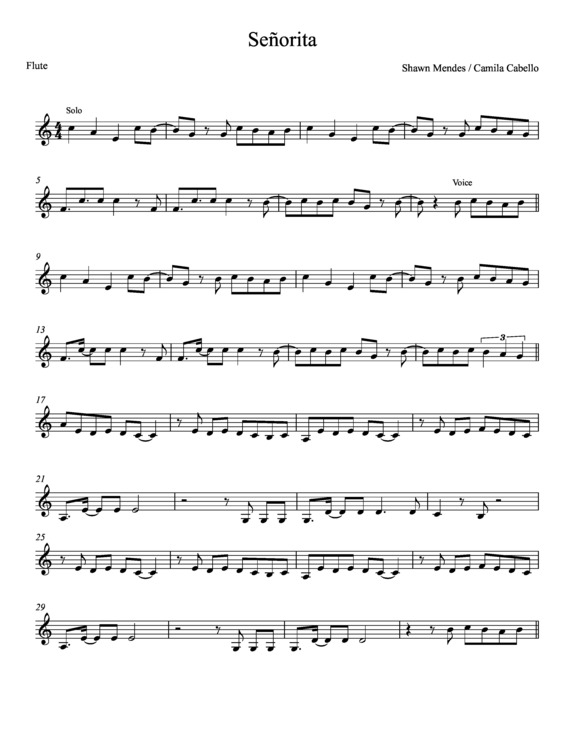 Partitura da música Señorita v.3