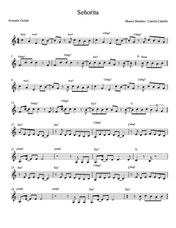 Partitura da música Señorita v.5