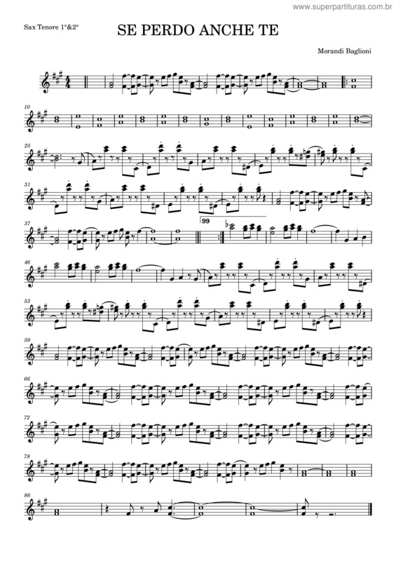 Partitura da música Se Perdo Anche Te v.2