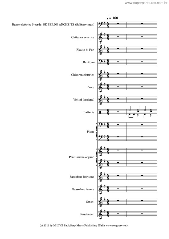 Partitura da música Se Perdo Anche Te