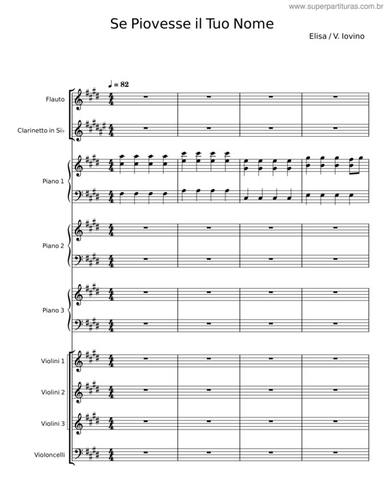 Partitura da música Se Piovesse Il Tuo Nome – Elisa