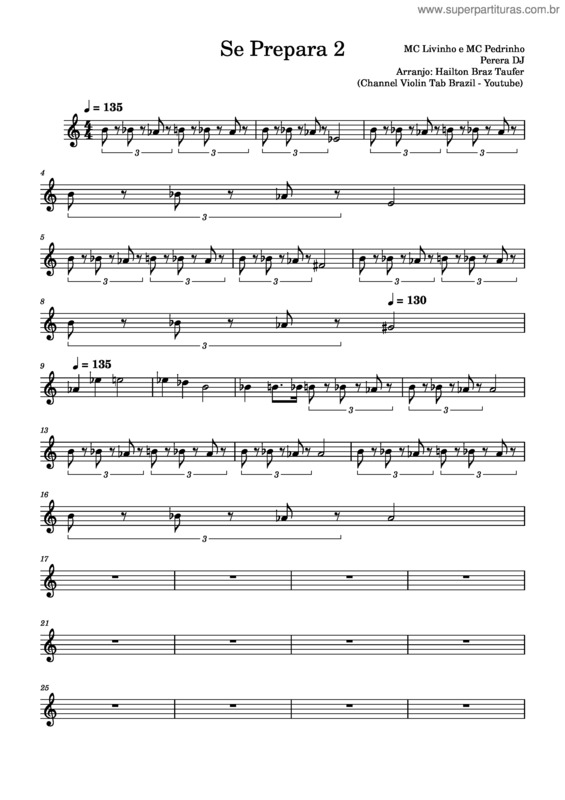 Partitura da música Se Prepara 2 Mc Livinho E Mc Pedrinho