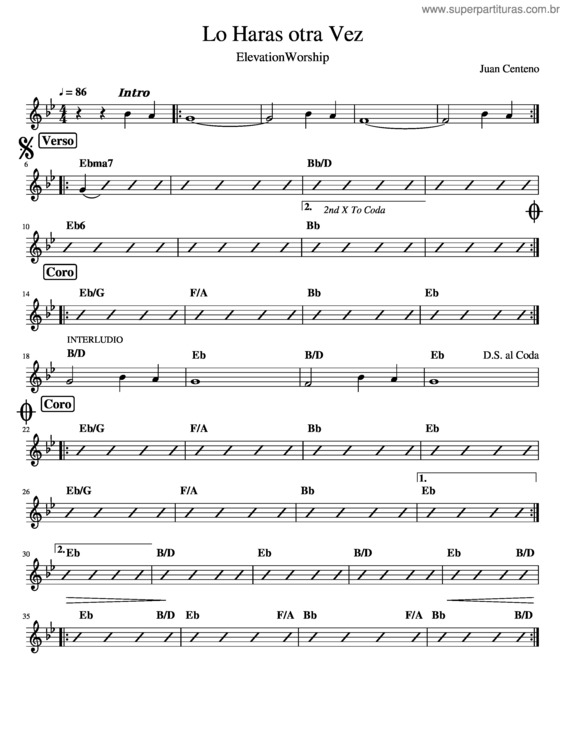 Partitura da música Sé Que Lo Harás Otra Vez