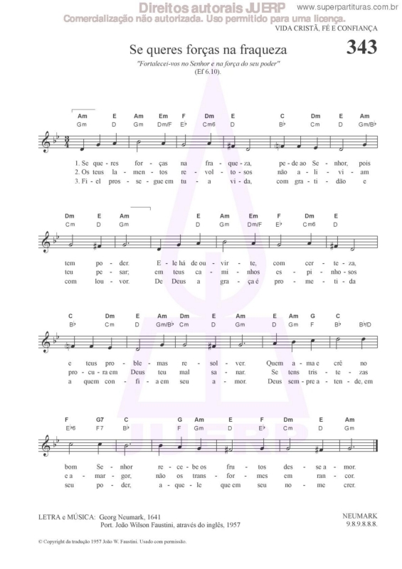 Partitura da música Se Queres Forças Na Fraqueza - 343 HCC