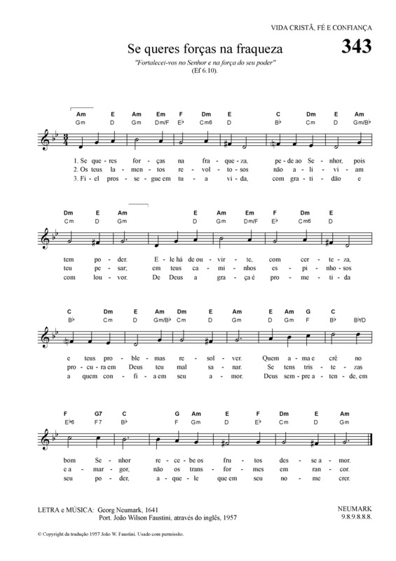 Partitura da música Se Queres Forças Na Fraqueza