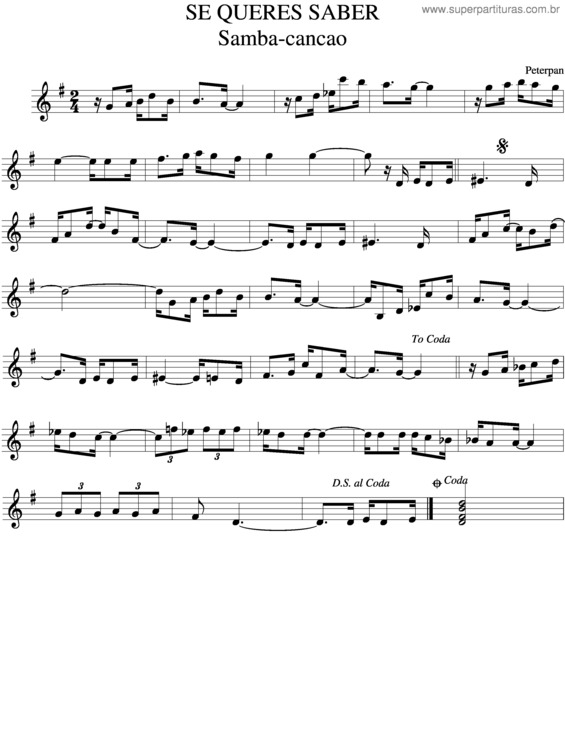 Partitura da música Se Queres Saber