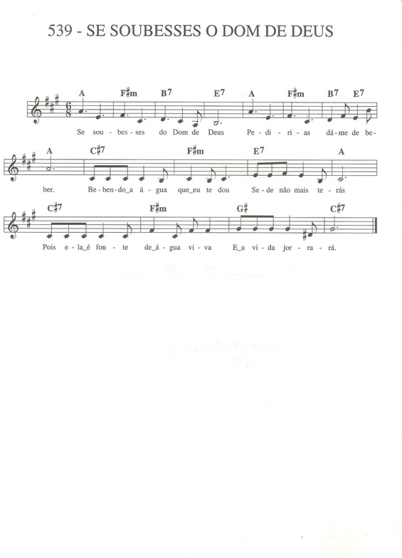 Partitura da música Se Soubesses o Dom De Deus