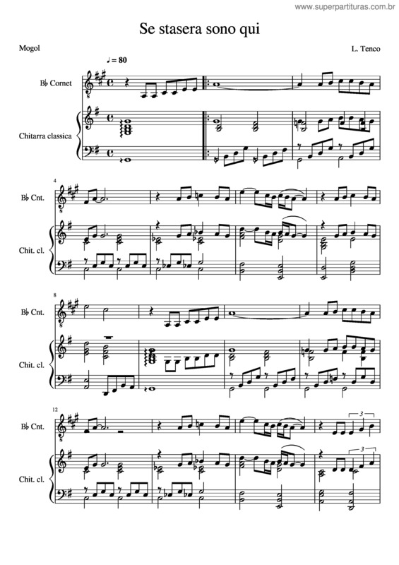 Partitura da música Se Stasera Sono Qui