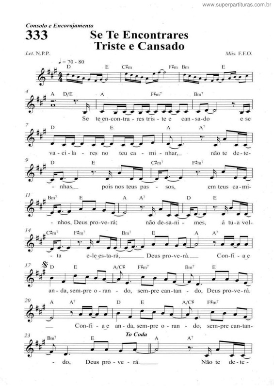 Partitura da música Se Te Encontrares Triste E Cansado