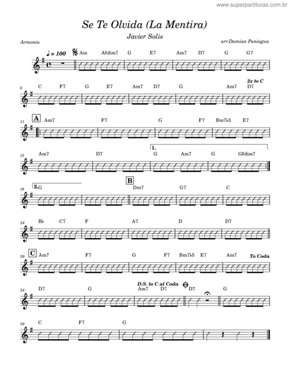 Partitura da música Se Te Olvida v.2