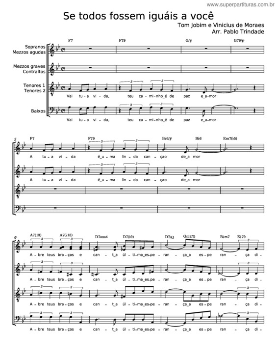 Partitura da música Se Todos Fossem Iguáis A Você – Antônio Carlos Jobim