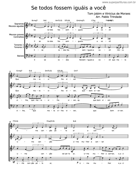 Partitura da música Se Todos Fossem Iguáis A Você – Tom Jobim E Chico Buarque