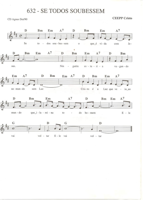 Partitura da música Se Todos Soubessem