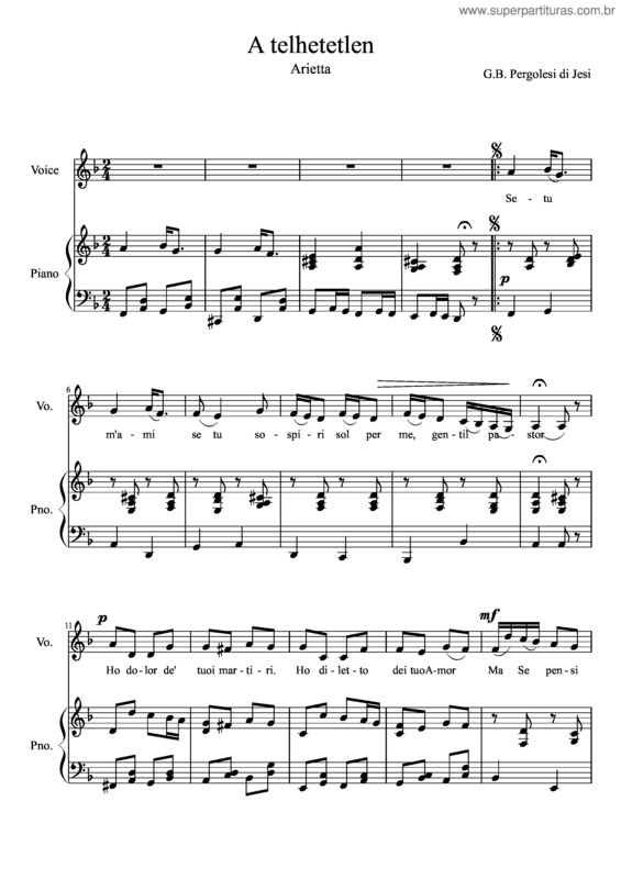 Partitura da música Se Tu M`Ami