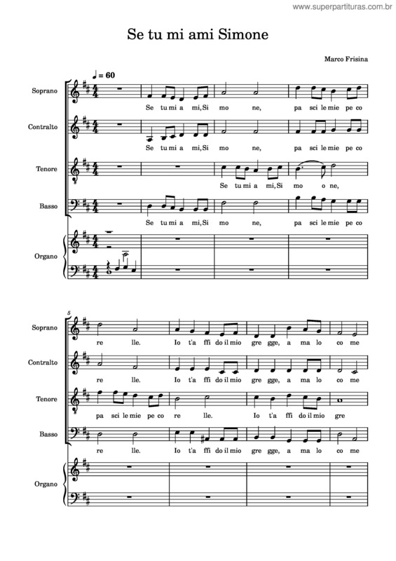 Partitura da música Se Tu Mi Ami Simone