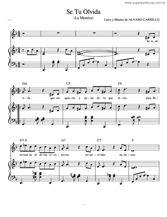 Partitura da música Se Tu Olvida v.2