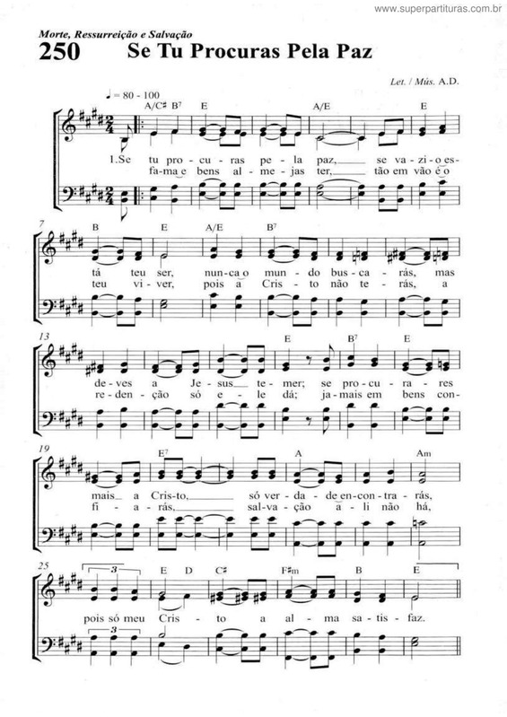 Partitura da música Se Tu Procuras Pela Paz