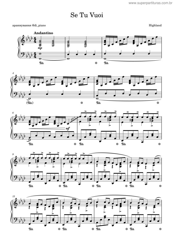 Partitura da música Se Tu Vuoi – Highland