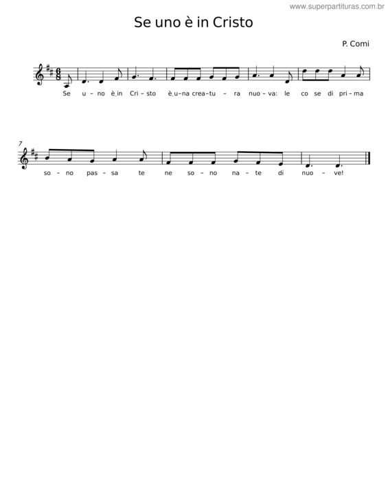 Partitura da música Se Uno È In Cristo