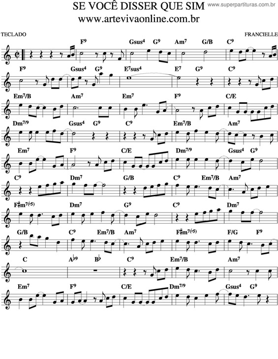 Partitura da música Se Você Disser Que Sim