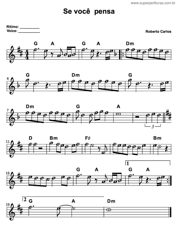 Partitura da música Se Você Pensa v.2