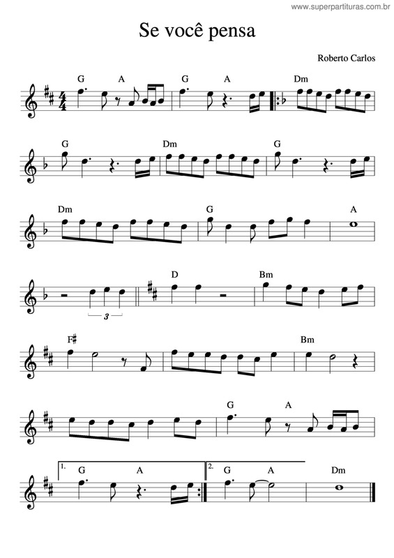 Partitura da música Se Você Pensa