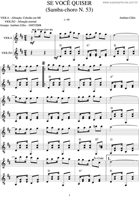 Partitura da música Se Você Quiser