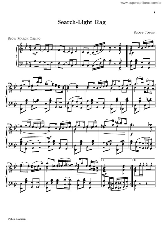 Partitura da música Search-Light Rag