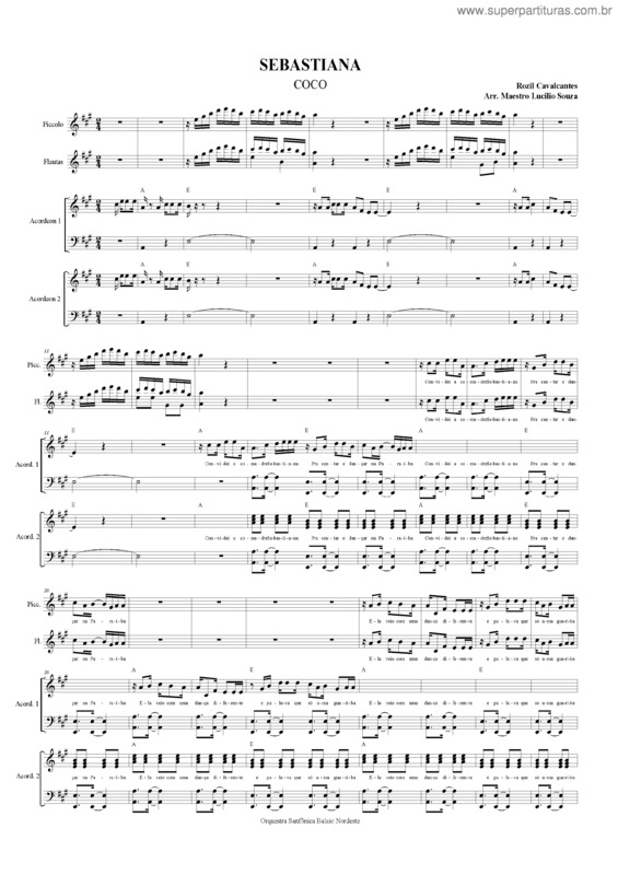 Partitura da música Sebastiana v.2