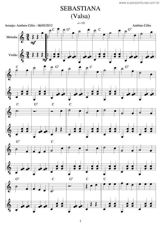 Partitura da música Sebastiana v.3