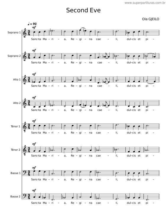 Partitura da música Second Eve – Ola Gjeilo